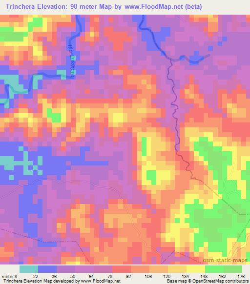 Trinchera,Panama Elevation Map