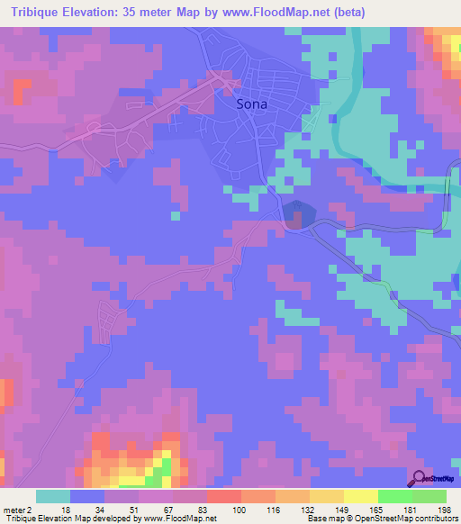 Tribique,Panama Elevation Map