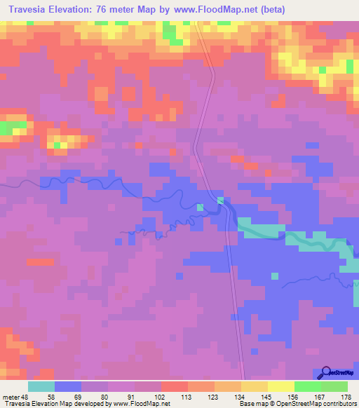 Travesia,Panama Elevation Map