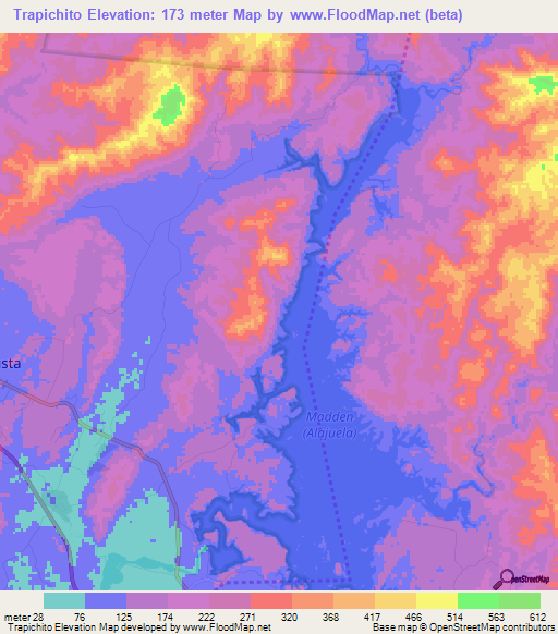 Trapichito,Panama Elevation Map