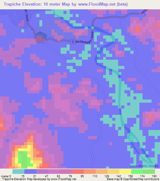 Trapiche,Panama Elevation Map