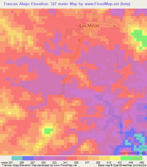 Trancas Abajo,Panama Elevation Map