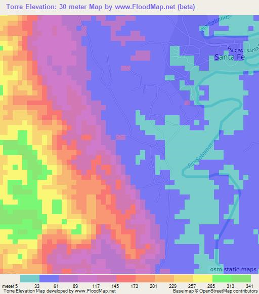 Torre,Panama Elevation Map