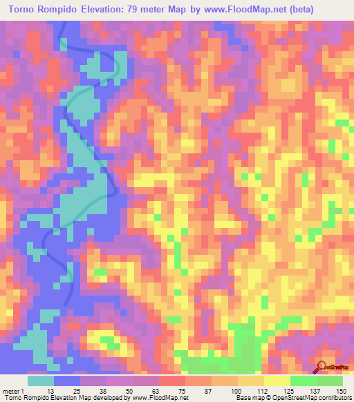 Torno Rompido,Panama Elevation Map