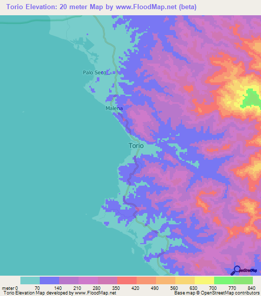 Torio,Panama Elevation Map
