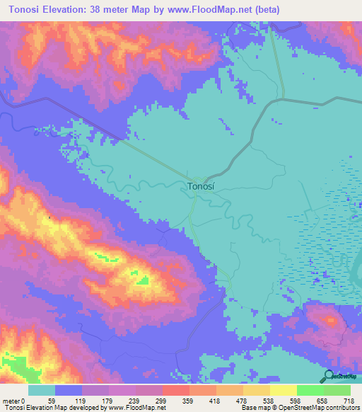 Tonosi,Panama Elevation Map