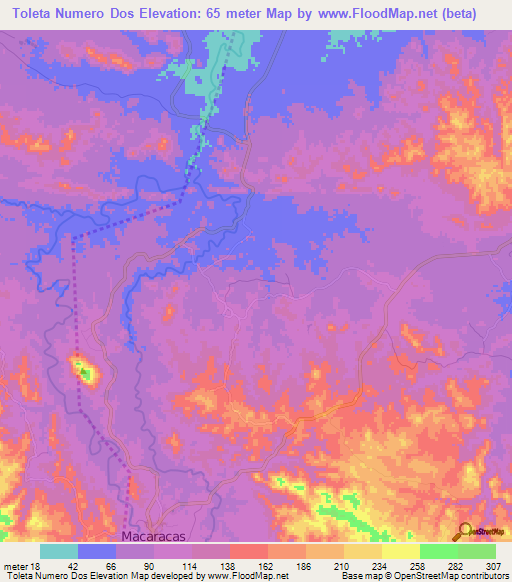 Toleta Numero Dos,Panama Elevation Map