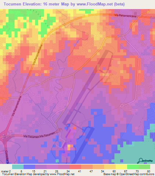 Tocumen,Panama Elevation Map