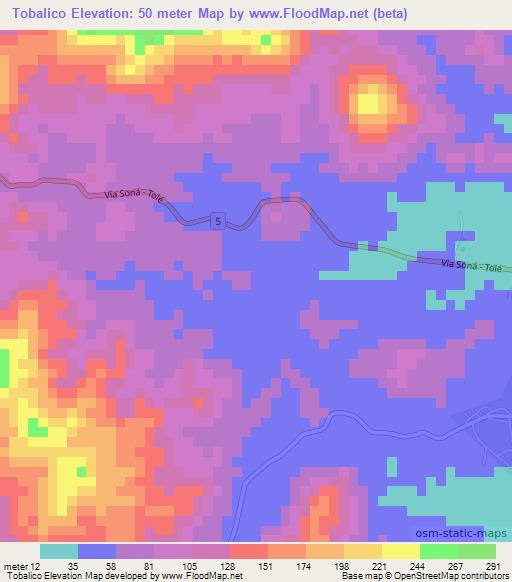 Tobalico,Panama Elevation Map