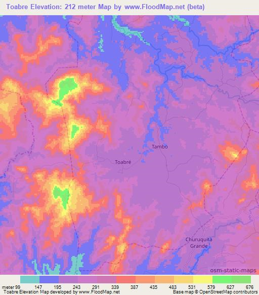 Toabre,Panama Elevation Map