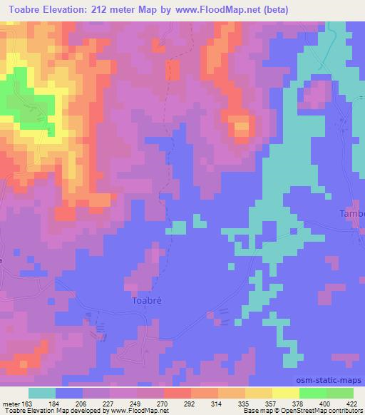 Toabre,Panama Elevation Map