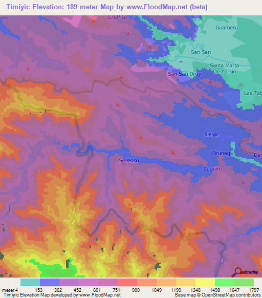 Timiyic,Panama Elevation Map
