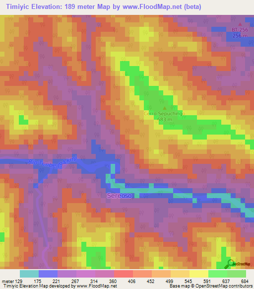 Timiyic,Panama Elevation Map