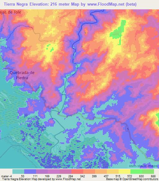 Tierra Negra,Panama Elevation Map