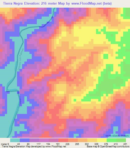 Tierra Negra,Panama Elevation Map