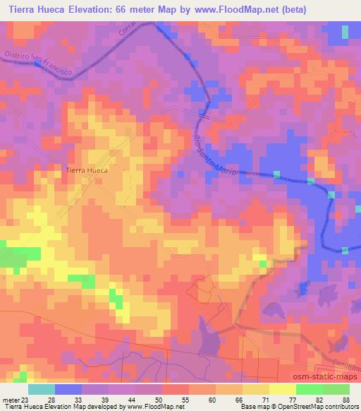 Tierra Hueca,Panama Elevation Map