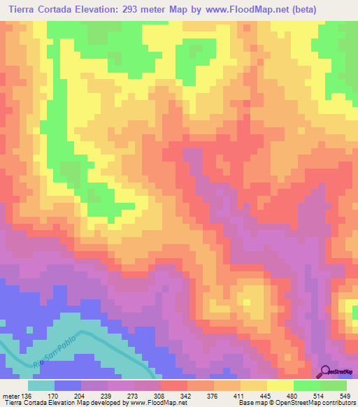 Tierra Cortada,Panama Elevation Map
