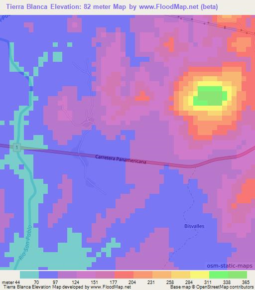 Tierra Blanca,Panama Elevation Map