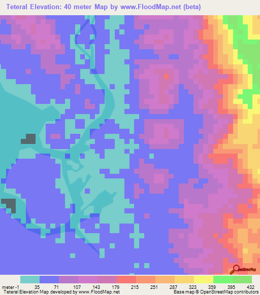 Teteral,Panama Elevation Map