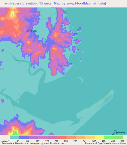 Tembladera,Panama Elevation Map
