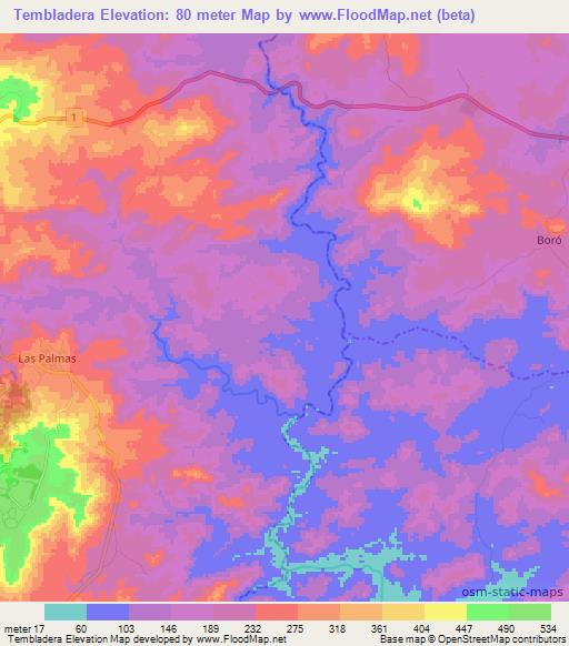 Tembladera,Panama Elevation Map