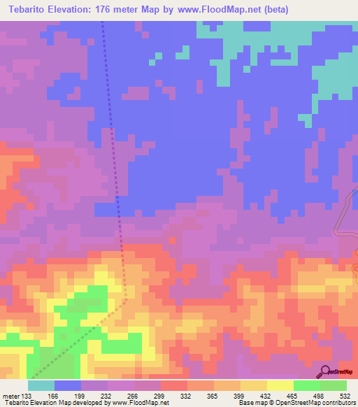 Tebarito,Panama Elevation Map