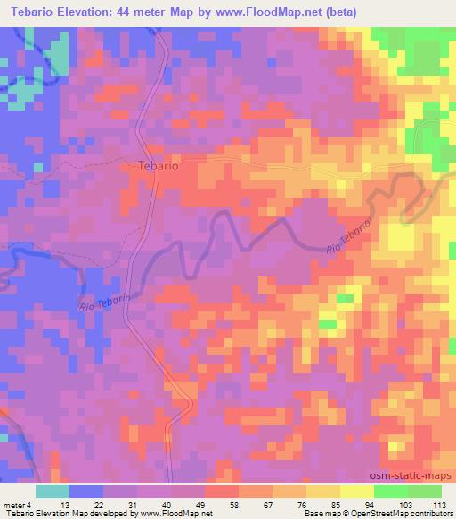 Tebario,Panama Elevation Map