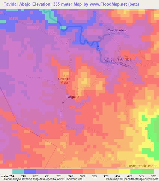 Tavidal Abajo,Panama Elevation Map