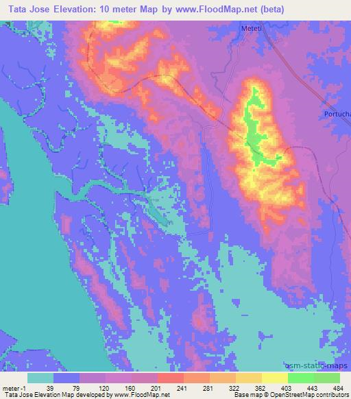 Tata Jose,Panama Elevation Map