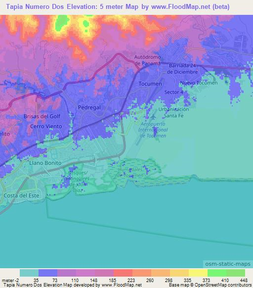 Tapia Numero Dos,Panama Elevation Map