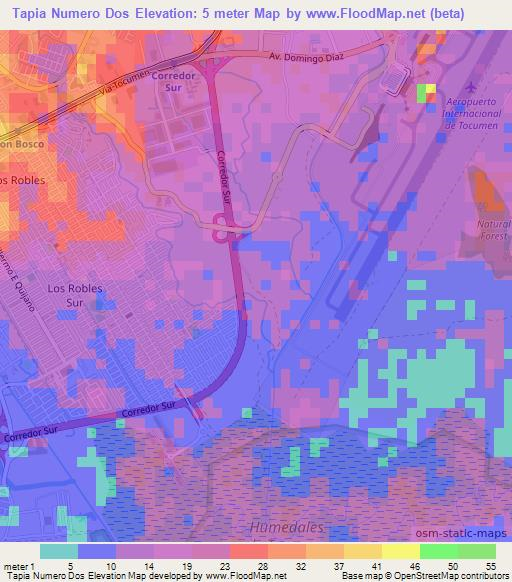 Tapia Numero Dos,Panama Elevation Map
