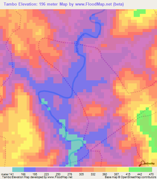 Tambo,Panama Elevation Map