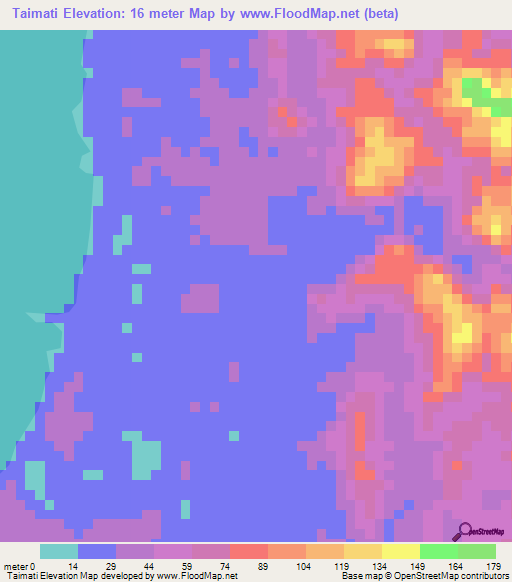 Taimati,Panama Elevation Map