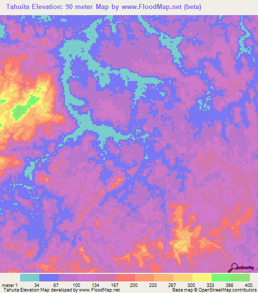 Tahuita,Panama Elevation Map