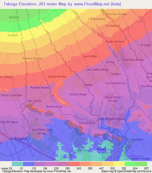 Taboga,Panama Elevation Map