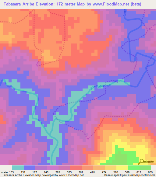 Tabasara Arriba,Panama Elevation Map