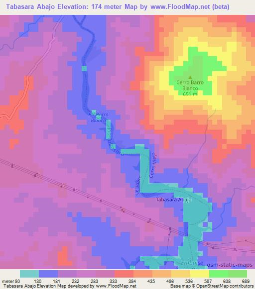 Tabasara Abajo,Panama Elevation Map