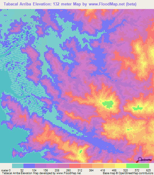 Tabacal Arriba,Panama Elevation Map
