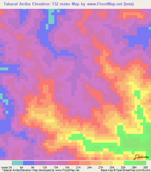 Tabacal Arriba,Panama Elevation Map