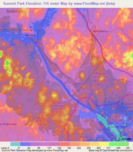 Summit Park,Panama Elevation Map