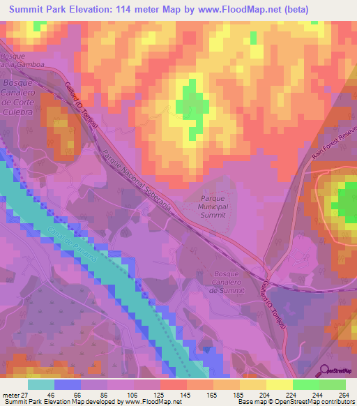 Summit Park,Panama Elevation Map