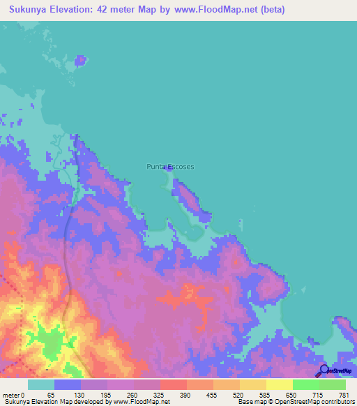Sukunya,Panama Elevation Map