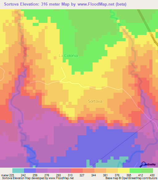 Sortova,Panama Elevation Map