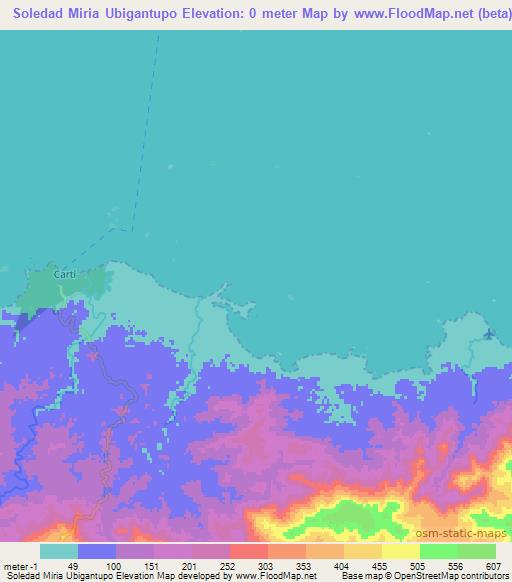 Soledad Miria Ubigantupo,Panama Elevation Map