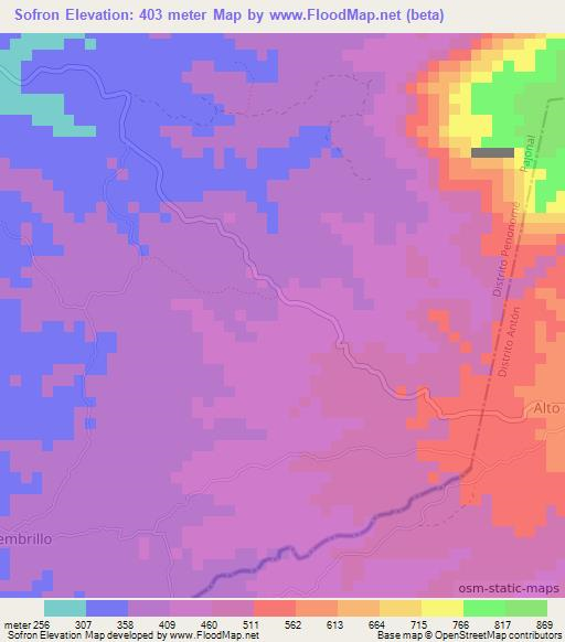 Sofron,Panama Elevation Map
