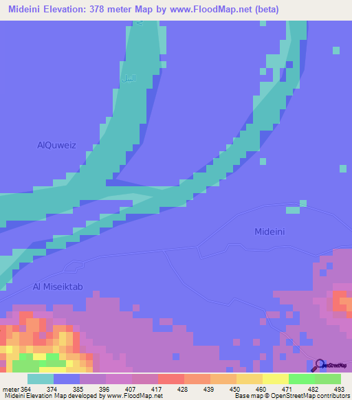 Mideini,Sudan Elevation Map