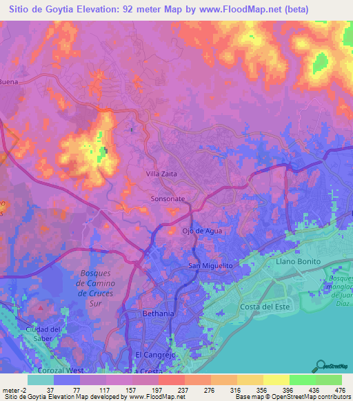 Sitio de Goytia,Panama Elevation Map