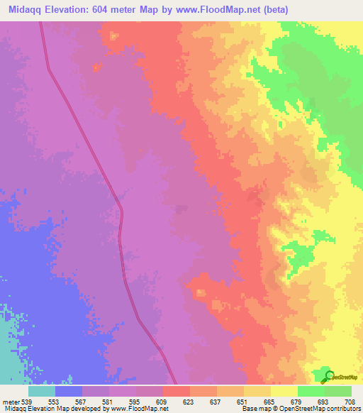 Midaqq,Sudan Elevation Map