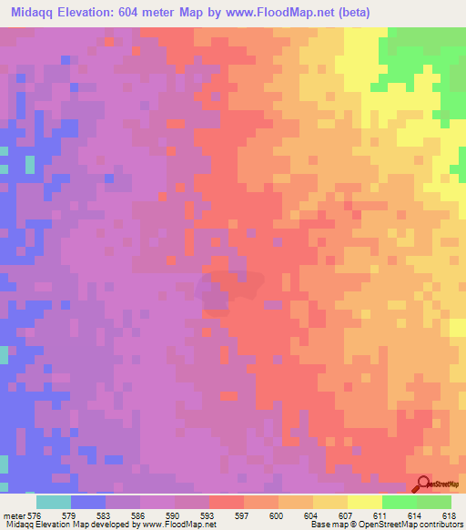 Midaqq,Sudan Elevation Map