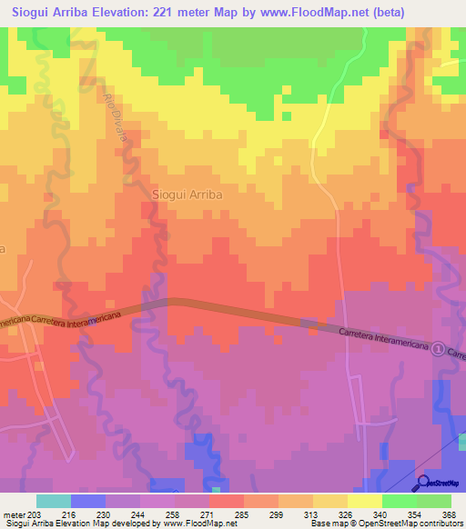 Siogui Arriba,Panama Elevation Map